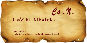 Csáki Nikolett névjegykártya